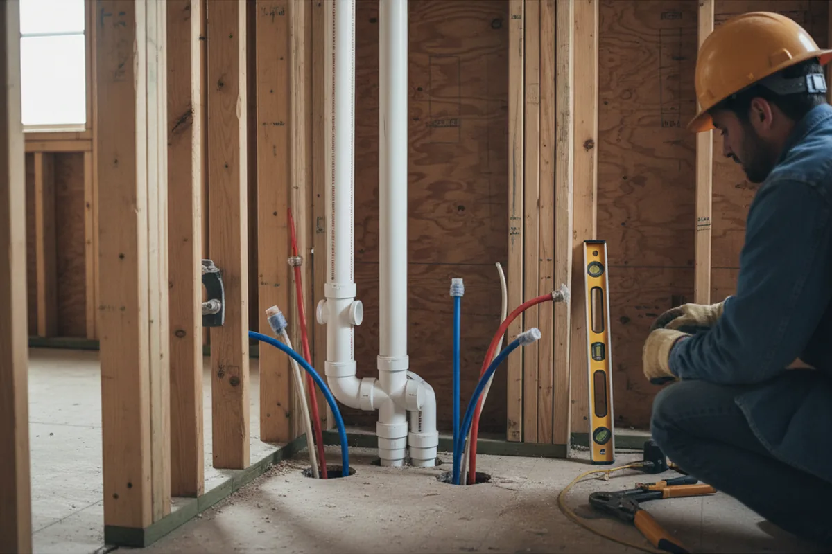 Drain and supply rough-in during Toilet Repair and Installation in Baton Rouge